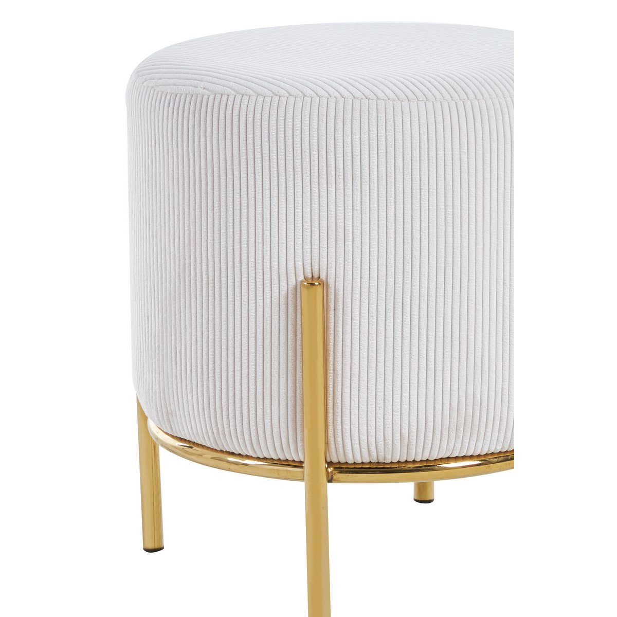 Gestoffeerde kruk Ø35 cm koordoptiek beige