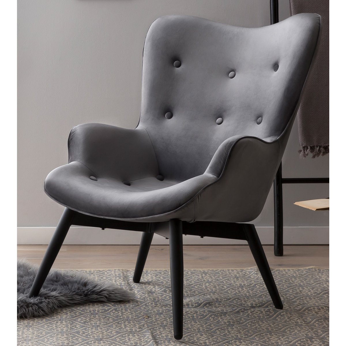 Fauteuil grijs fluweel