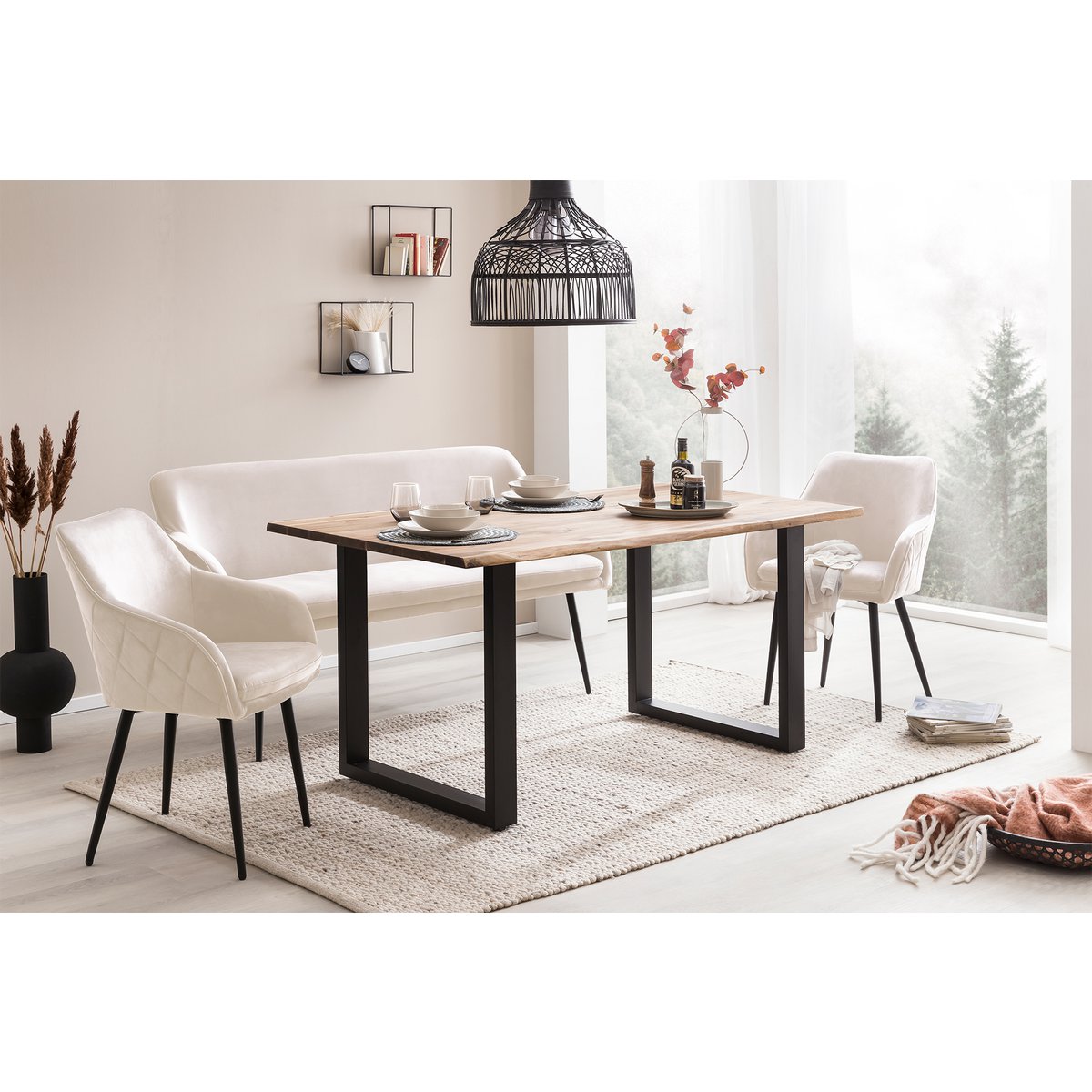 Bank 160 cm fluweel crème