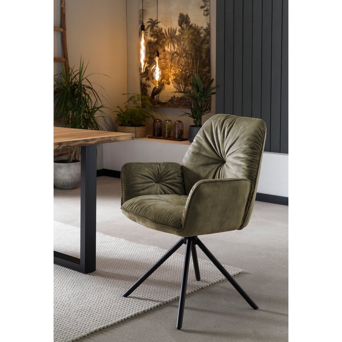 Fauteuil met 360° draaifunctie, groen