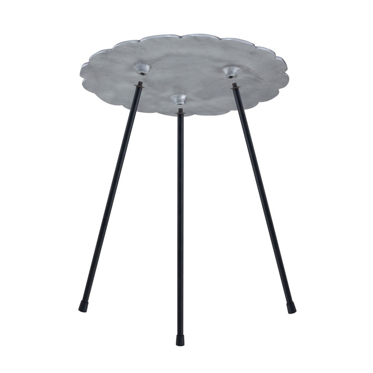 Bijzitter metalen decoratieve tafel Hilton Ø 35 x H 45 cm ronde aluminium met structuur zilver of goud