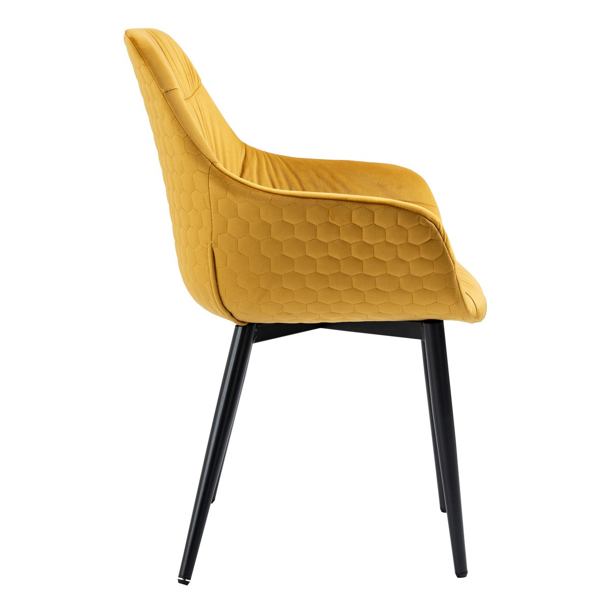 Fauteuil met honingraatstiksel in mosterdgeel fluweel