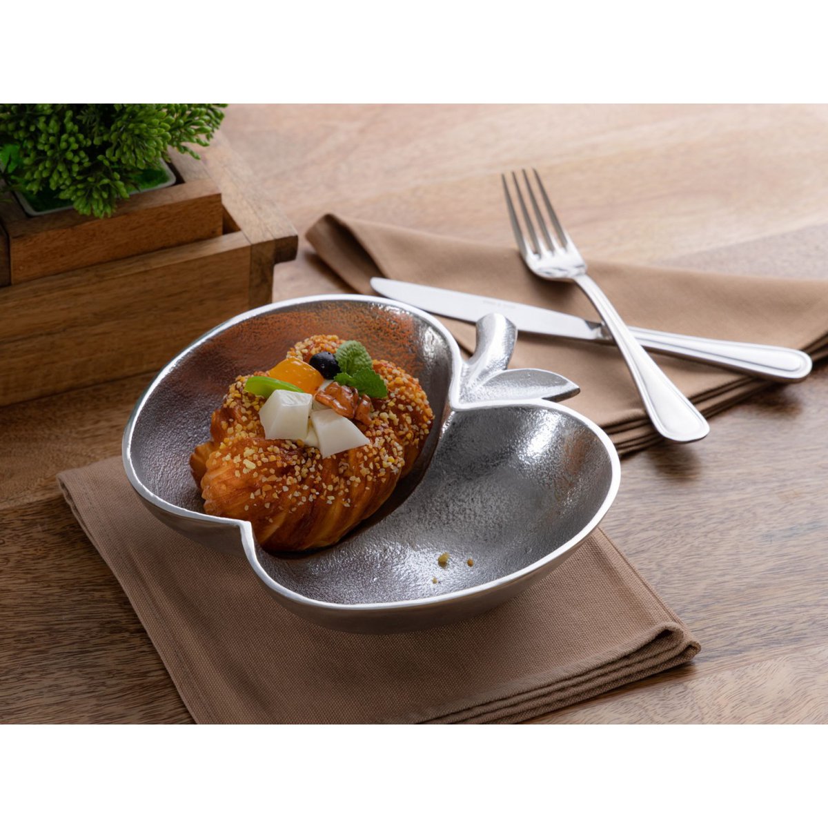 Apple Bowl Decoratieve schaal Apple goud of zilveren aluminium
