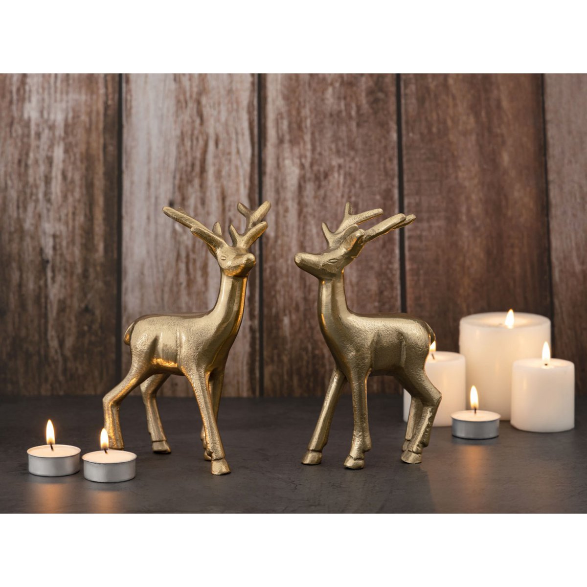 Decoratieve figuur herten 2 set tafel decoratie dier figuur metaal kerstdecoratie zilver o.