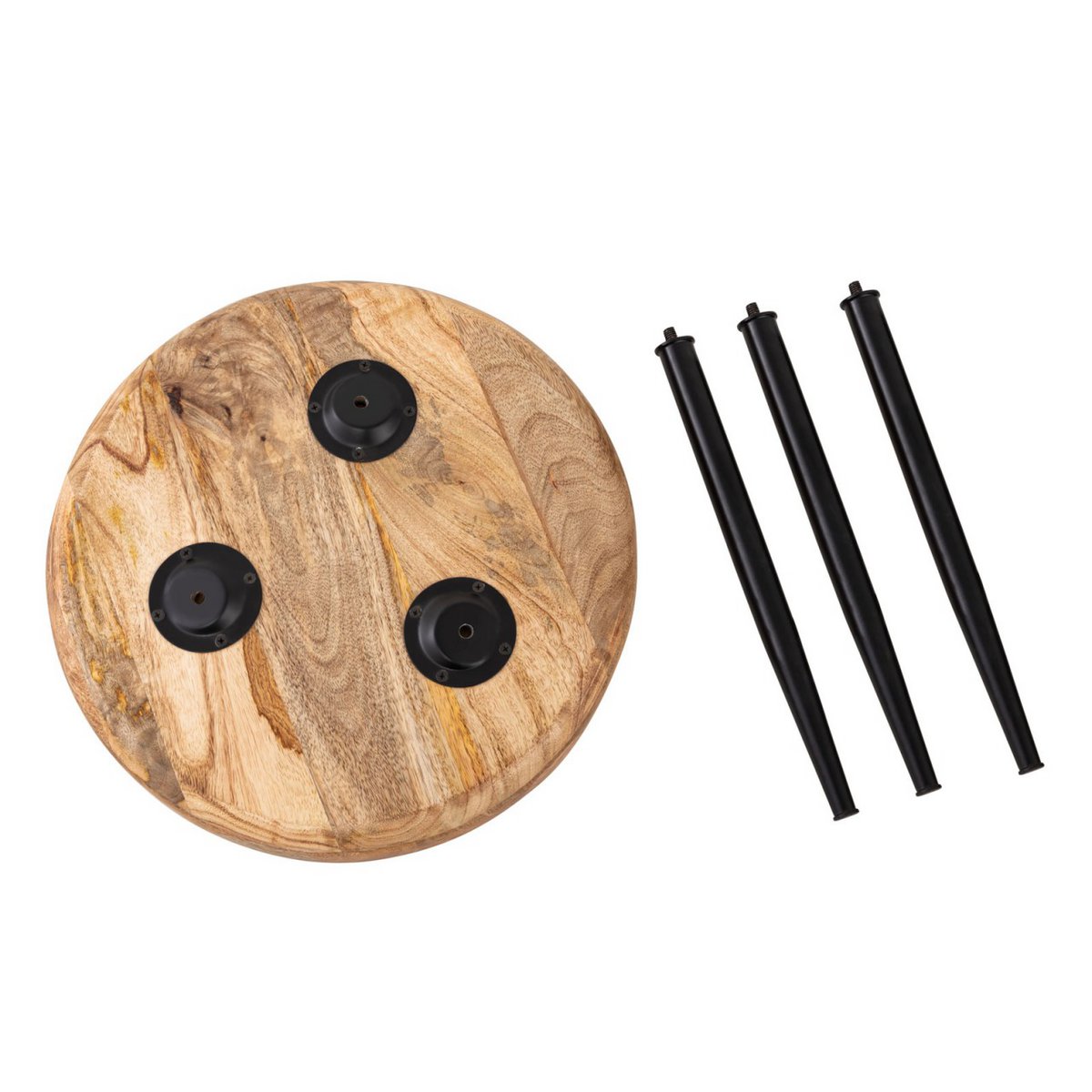 Bijzettafel hout rond Ø 40 of 50 cm Vancouver salontafel woonkamer tafel metalen metalen voet zwart mat