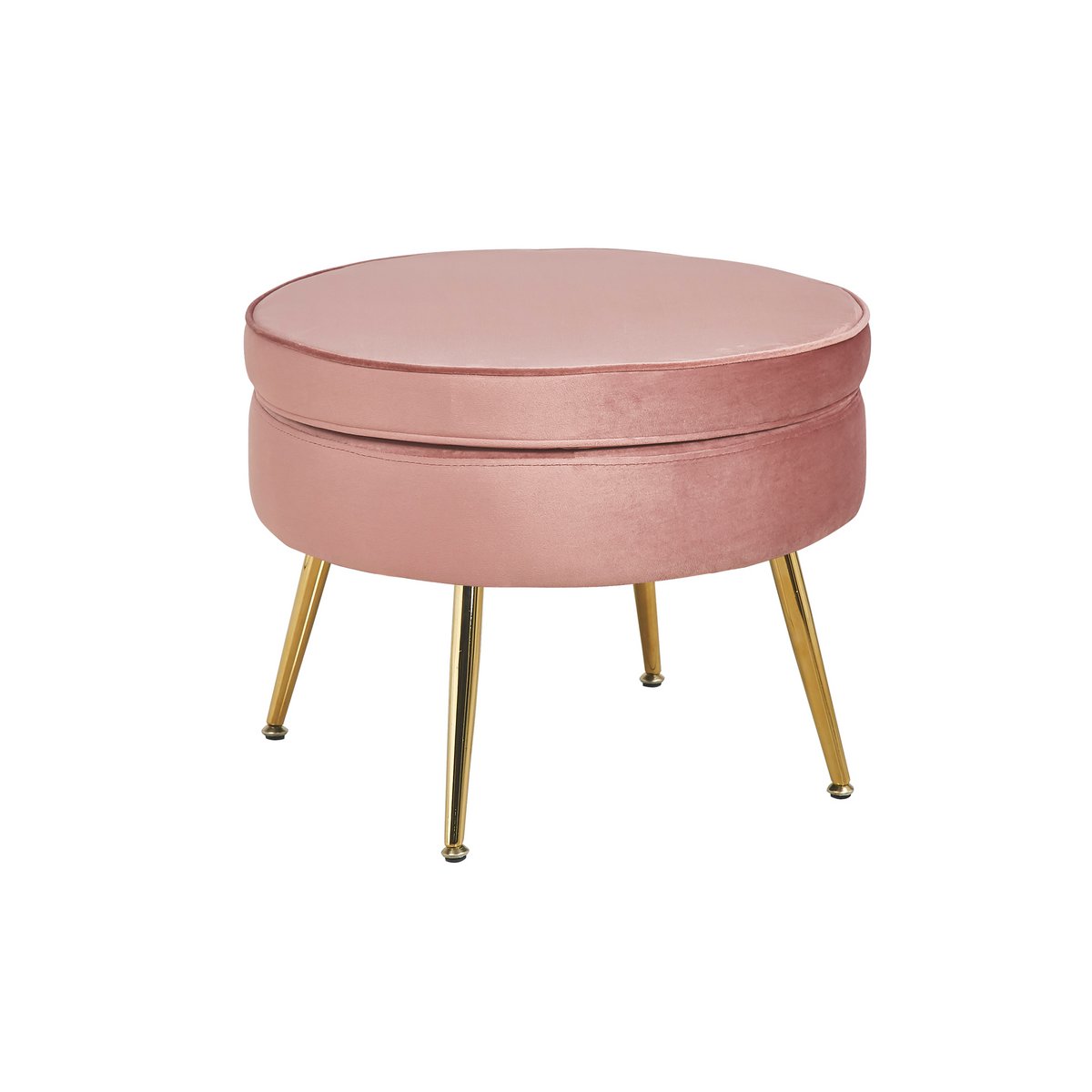 Ronde poef in roze fluweel