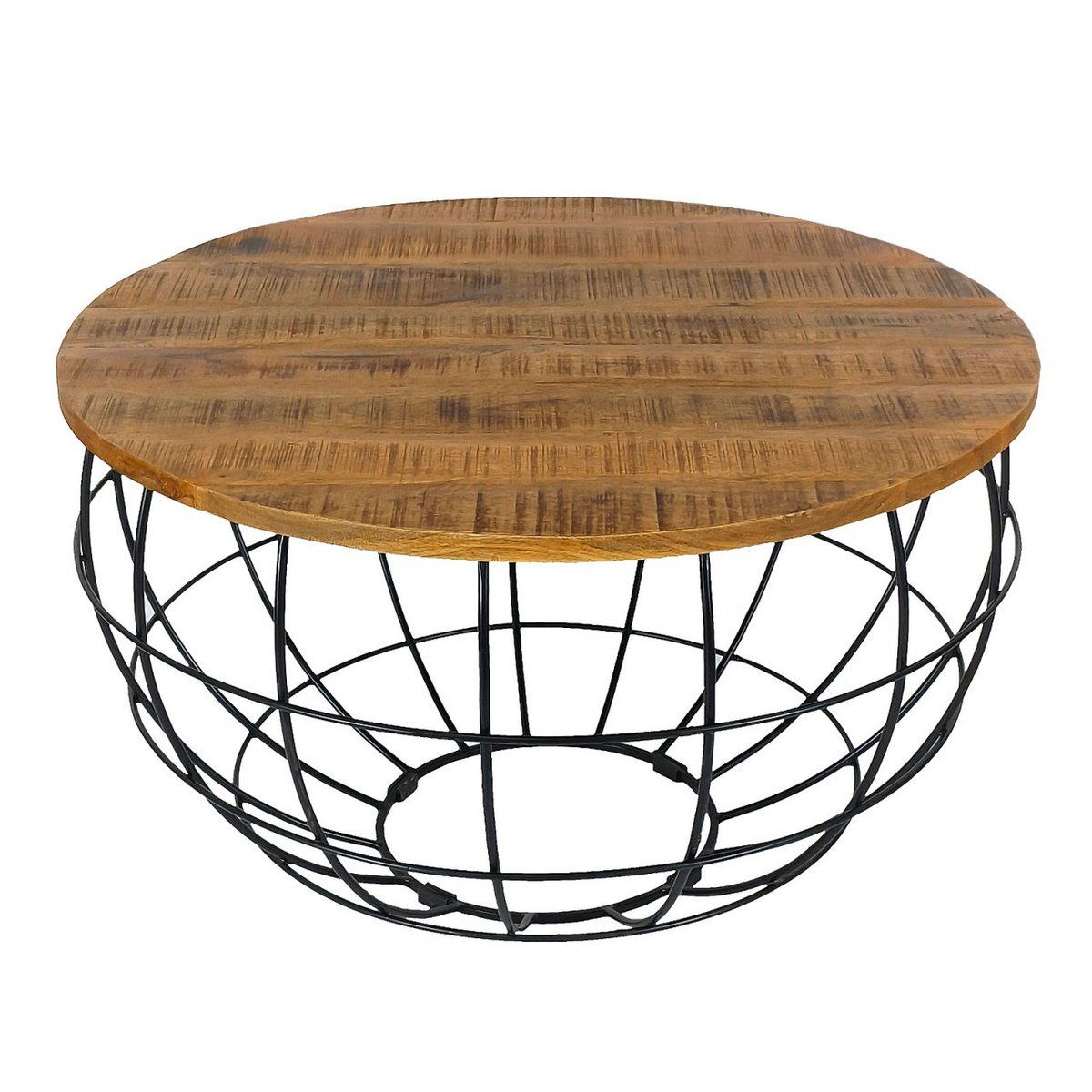 Ronde salontafel duurzaam Lexington ø 75 cm metalen gaas draadframe massief houten salontafel