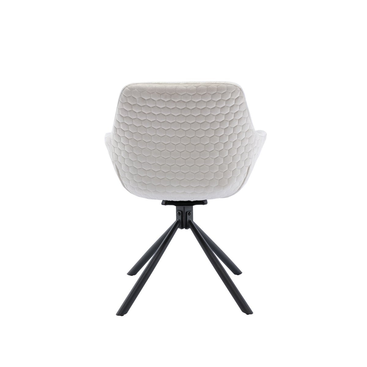 Fauteuil met honingraatstiksel in crème fluweel