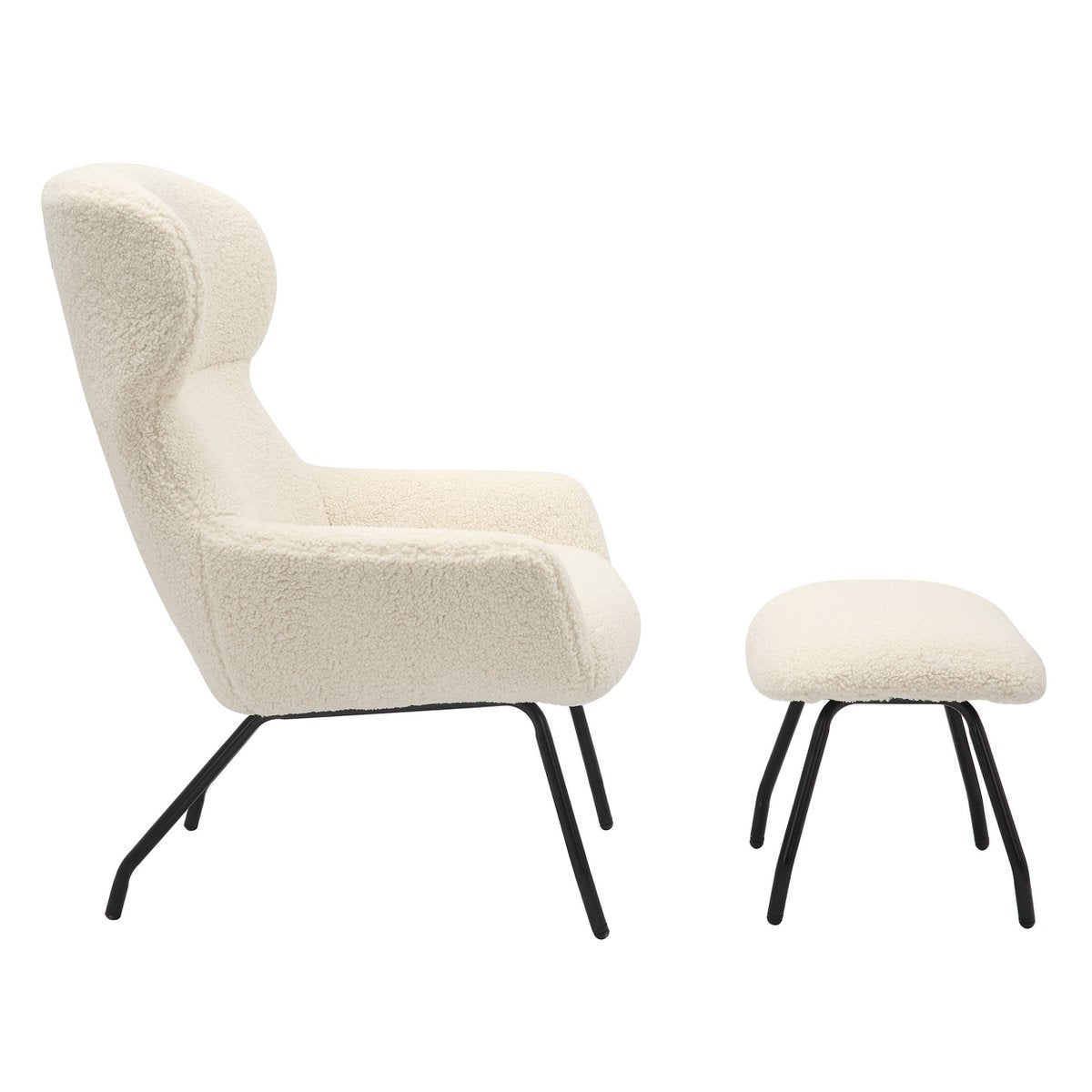 Fauteuil- en krukset teddybont beige
