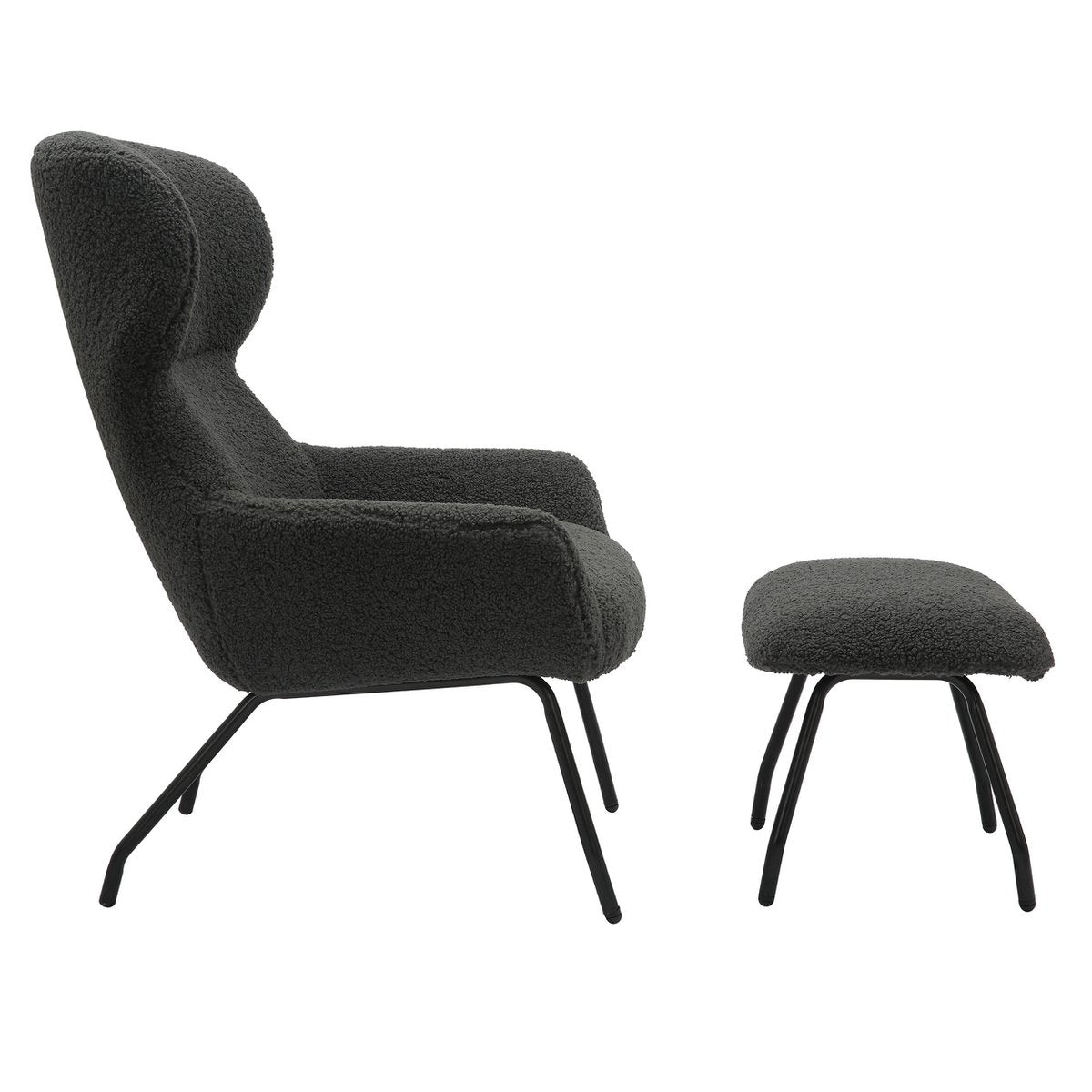 Fauteuil- en krukset teddybont antraciet