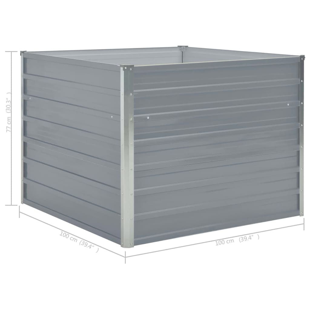 Plantenbak Verhoogd 100X100X77 Cm Gegalvaniseerd Staal Grijs