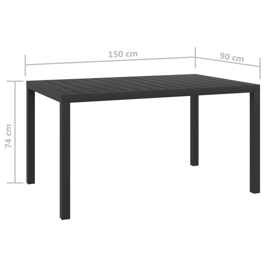 Tuintafel 150X90X74 Cm Aluminium En Hkc Zwart