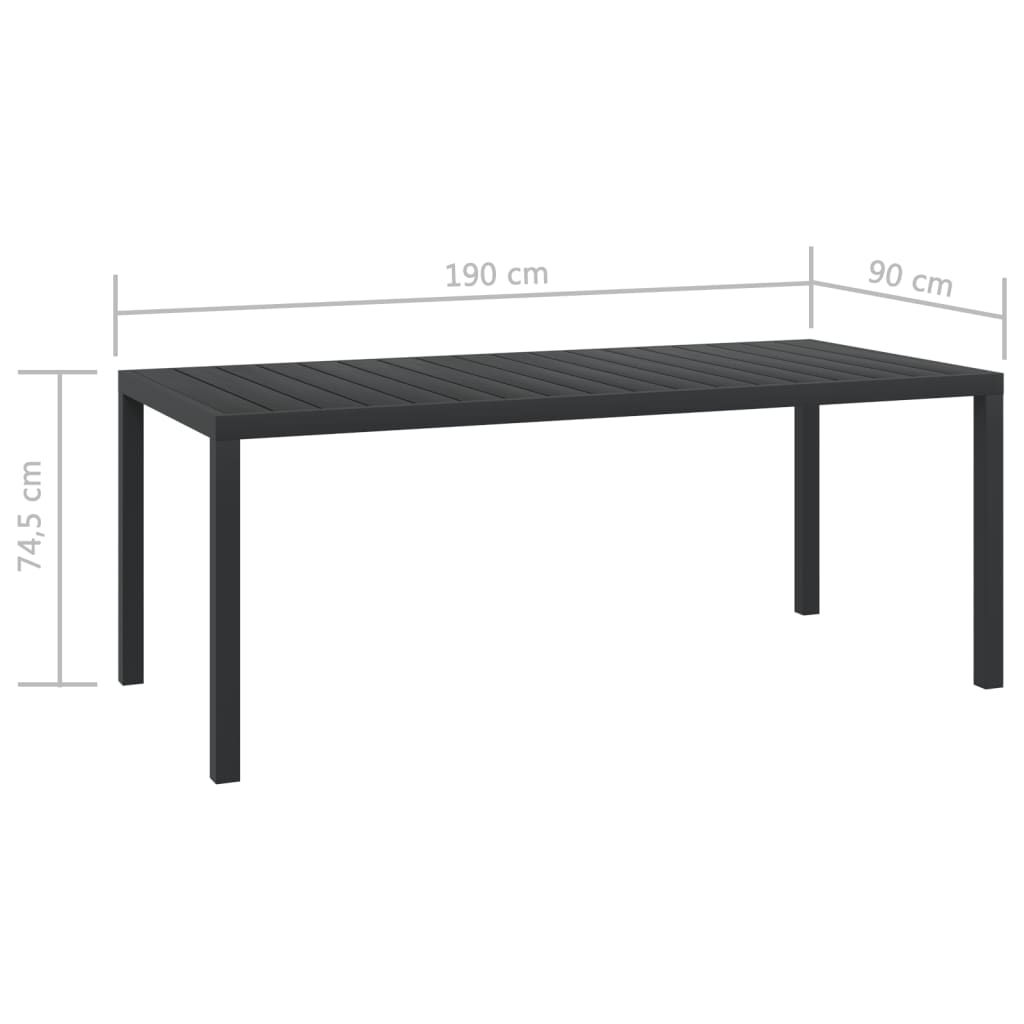 Tuintafel 185X90X74 Cm Aluminium En Hkc Zwart