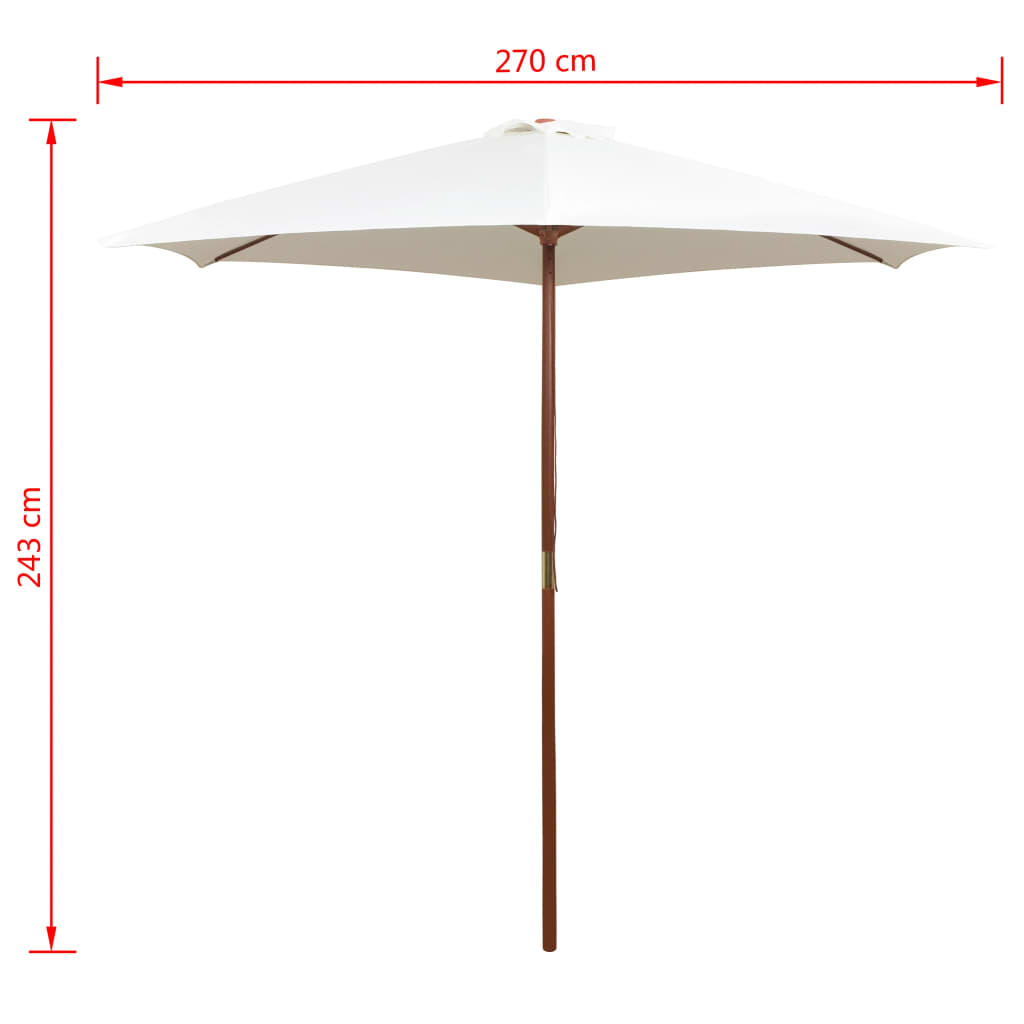 Parasol 270X270 Cm Houten Paal Crèmewit