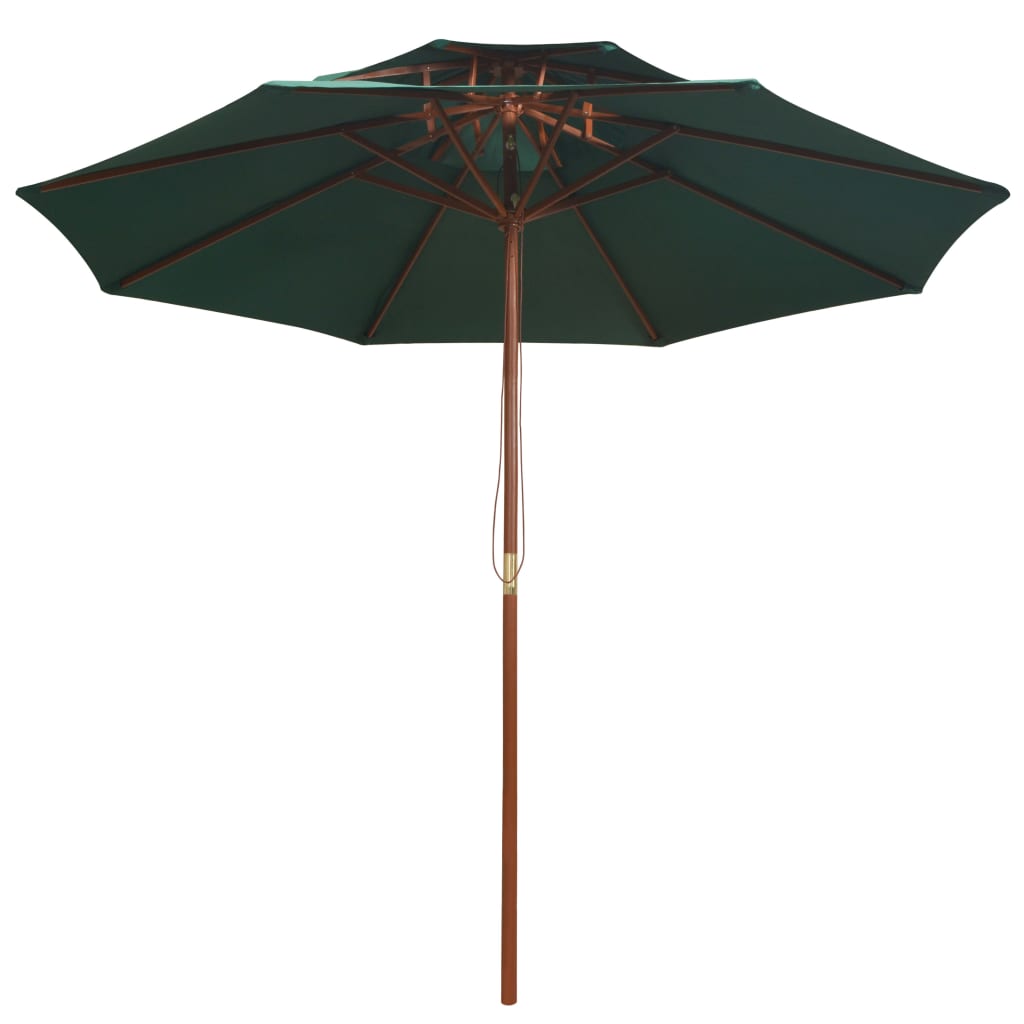 Dubbeldekker Parasol 270X270 Cm Houten Paal Groen