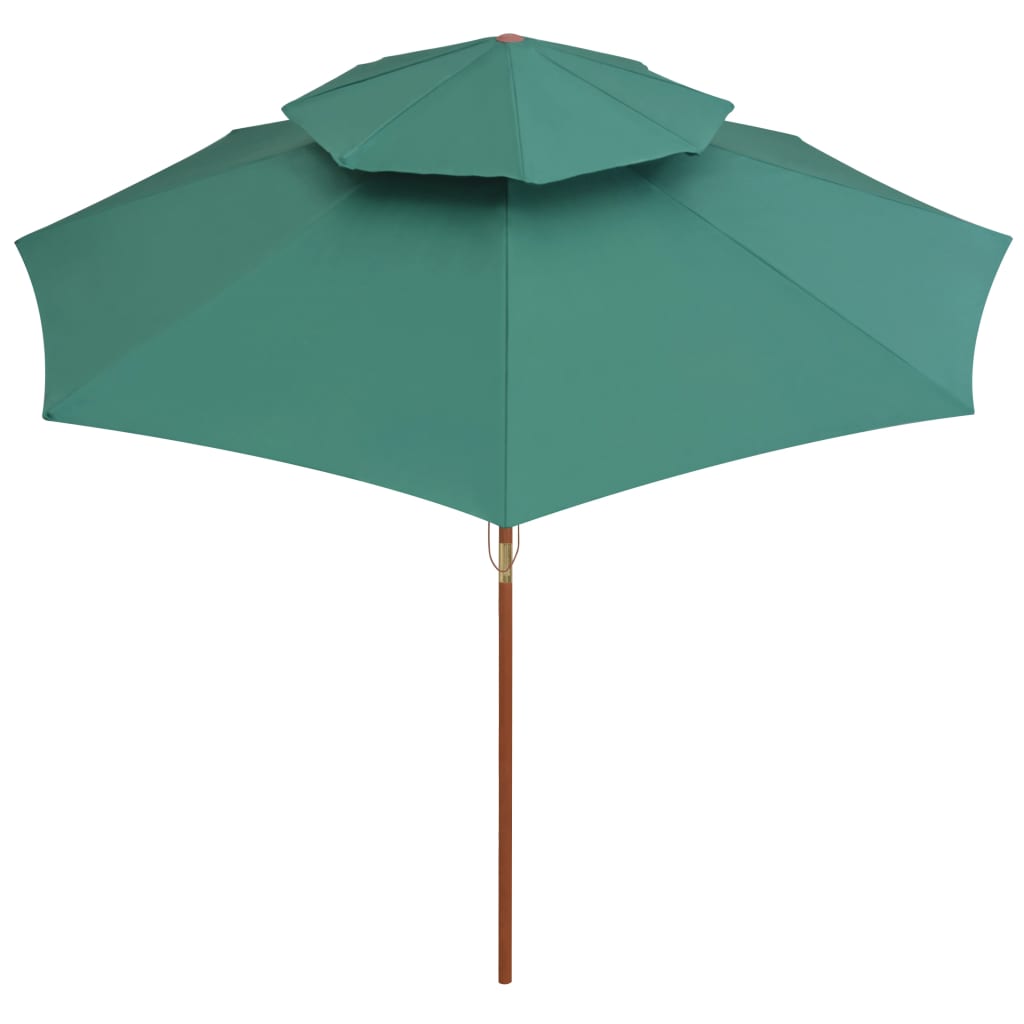 Dubbeldekker Parasol 270X270 Cm Houten Paal Groen
