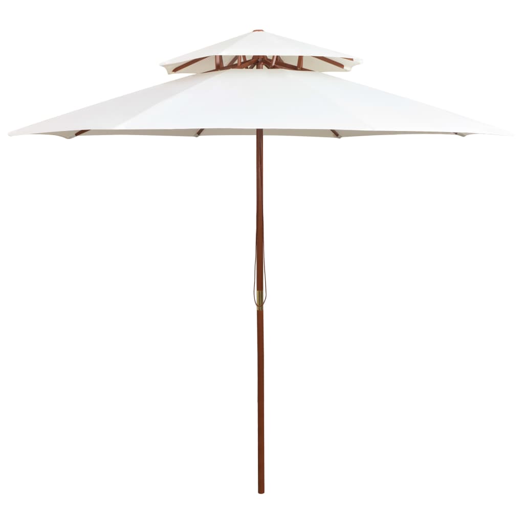 Dubbeldekker Parasol 270X270 Cm Houten Paal Crèmewit