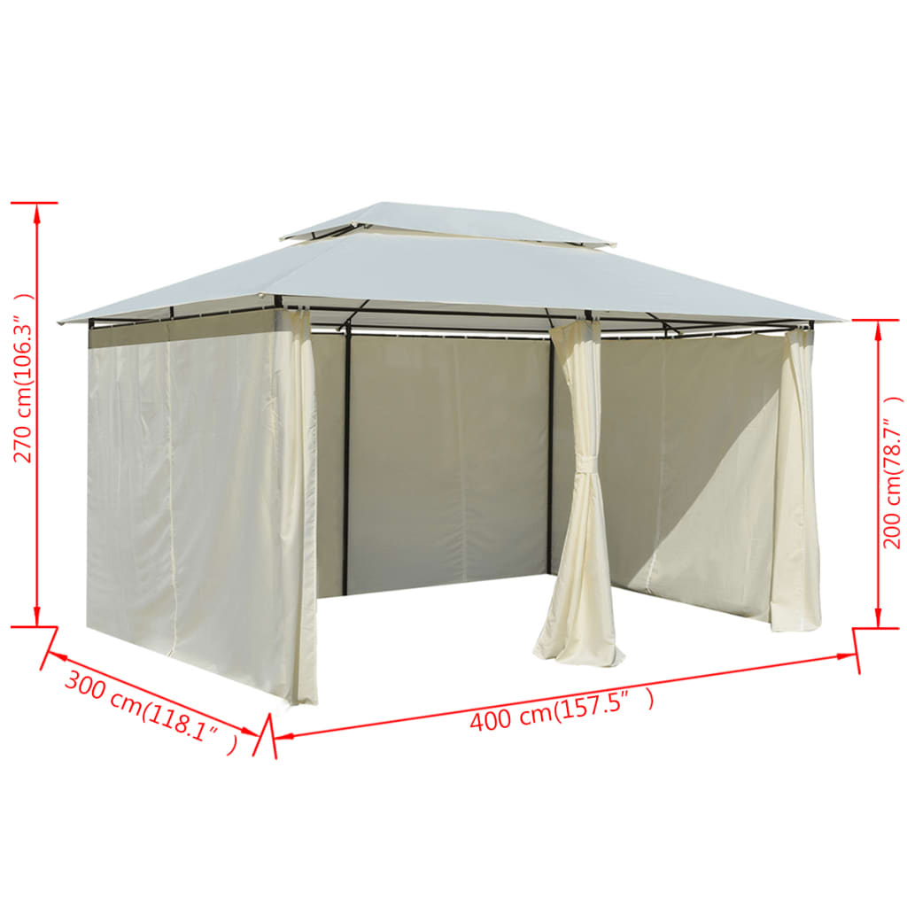 Tuinpaviljoen Met Gordijnen 4X3 M Wit