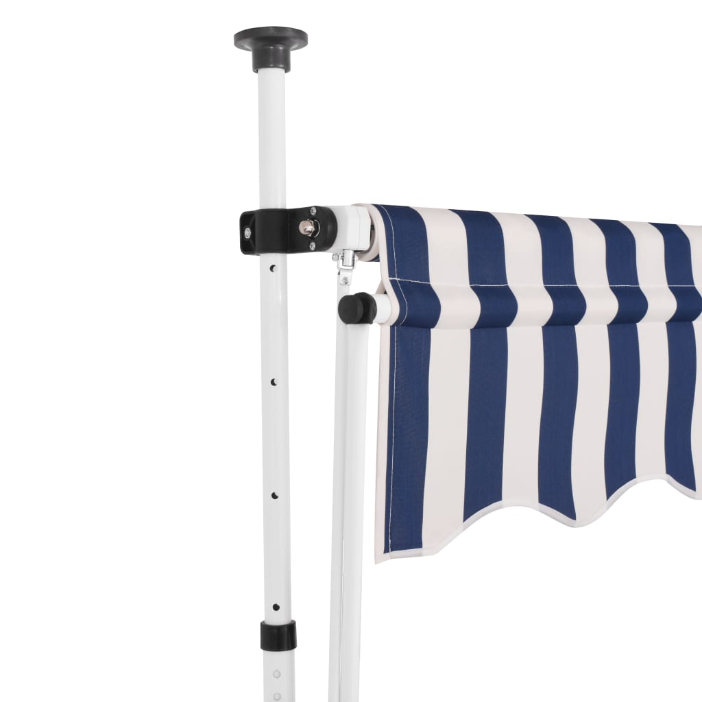 Luifel Handmatig Uittrekbaar 250 Cm Blauw En Witte Strepen