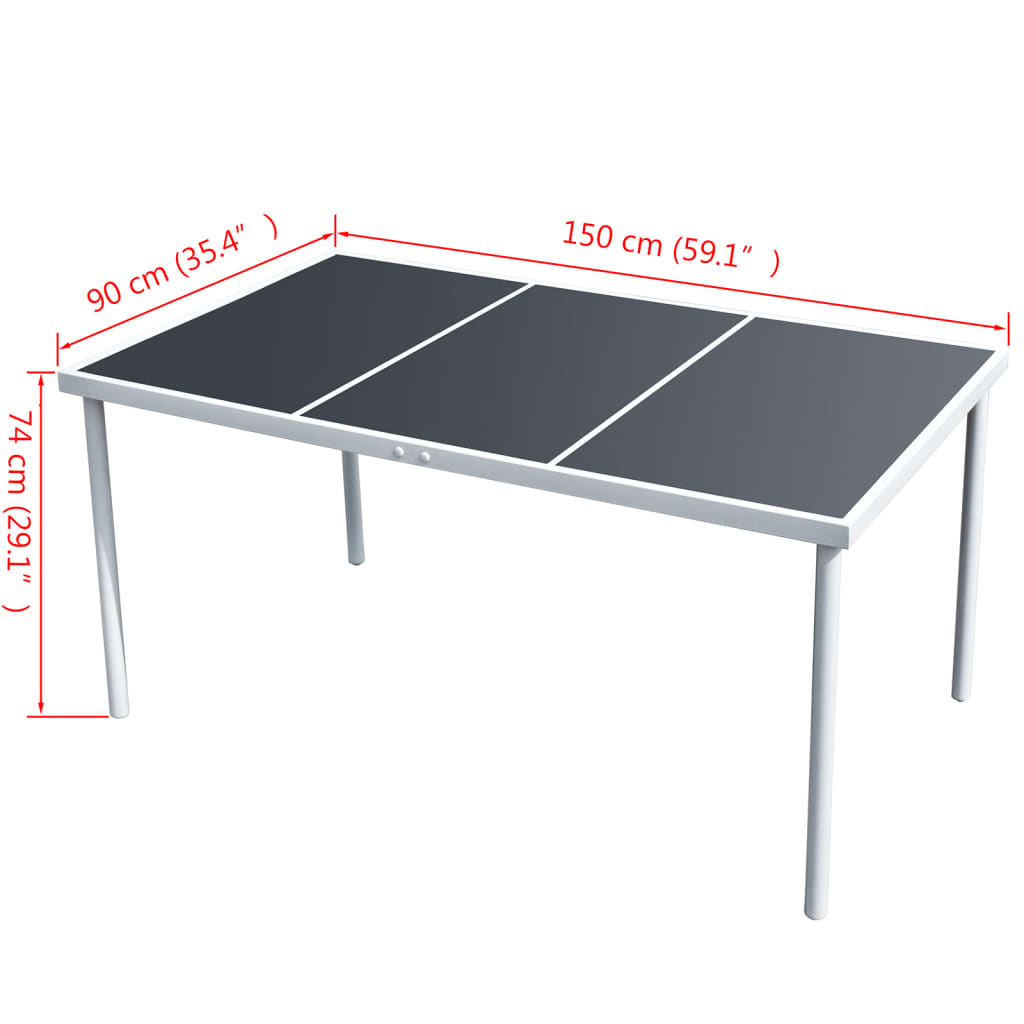 Tuintafel 150X90X74 Cm Staal Zwart