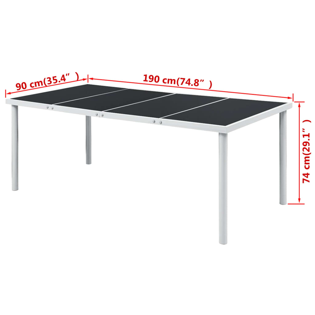 Tuintafel 190X90X74 Cm Staal Zwart