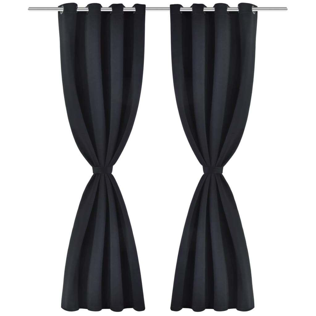 Gordijnen Met Metalen Ringen Verduisterend 135X175 Cm Zwart 2 St