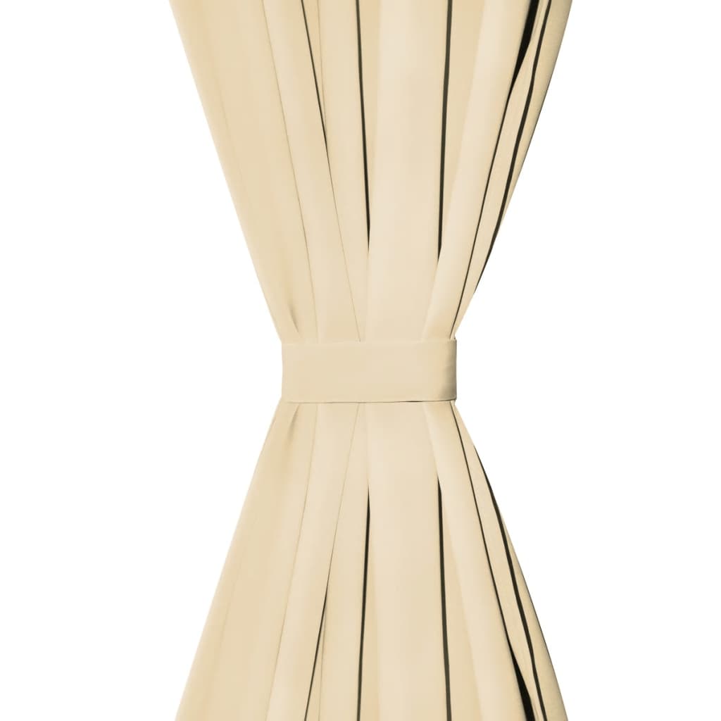 Micro-Satijnen Gordijnen Met Lussen 140X175 Cm Beige 2 St