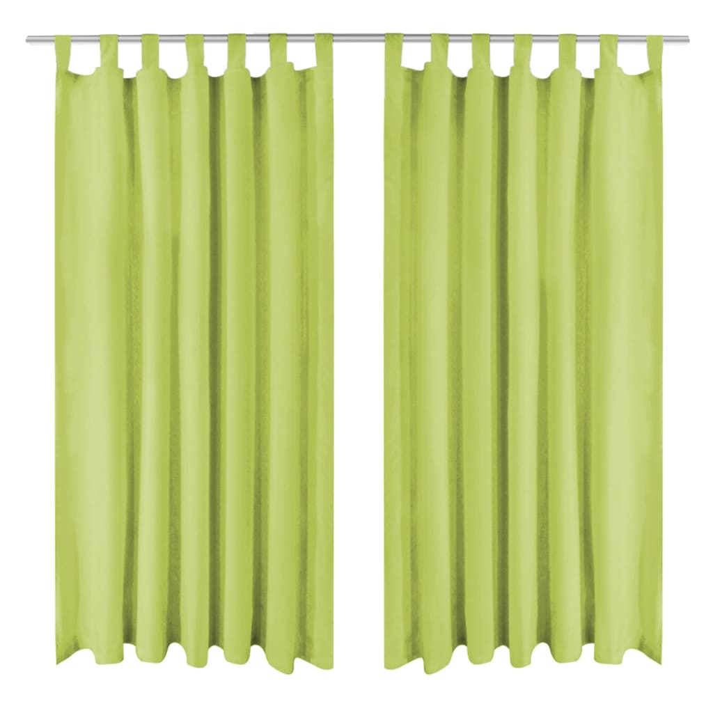 Micro-Satijnen Gordijnen Met Lussen 140X245 Cm Groen 2 St