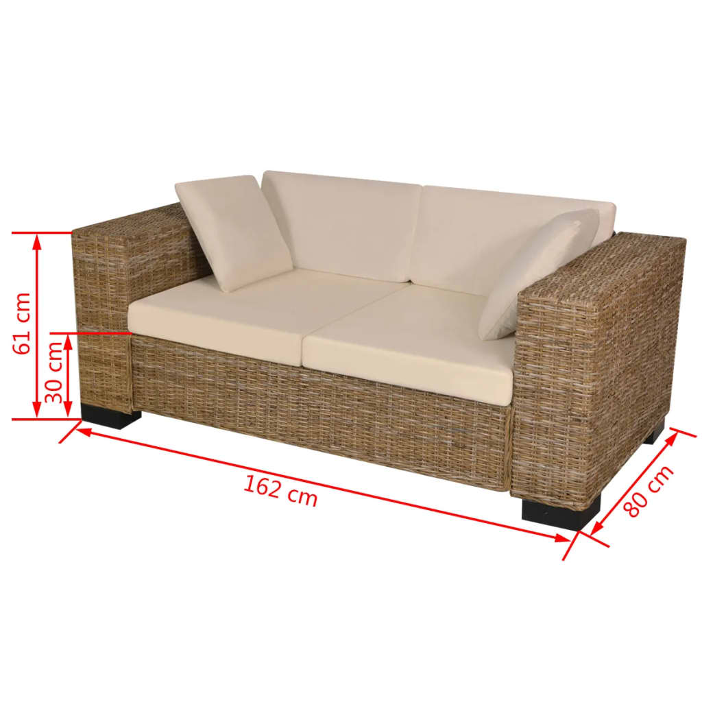 2-Sitzer-Sofa Rattan 7-teilig