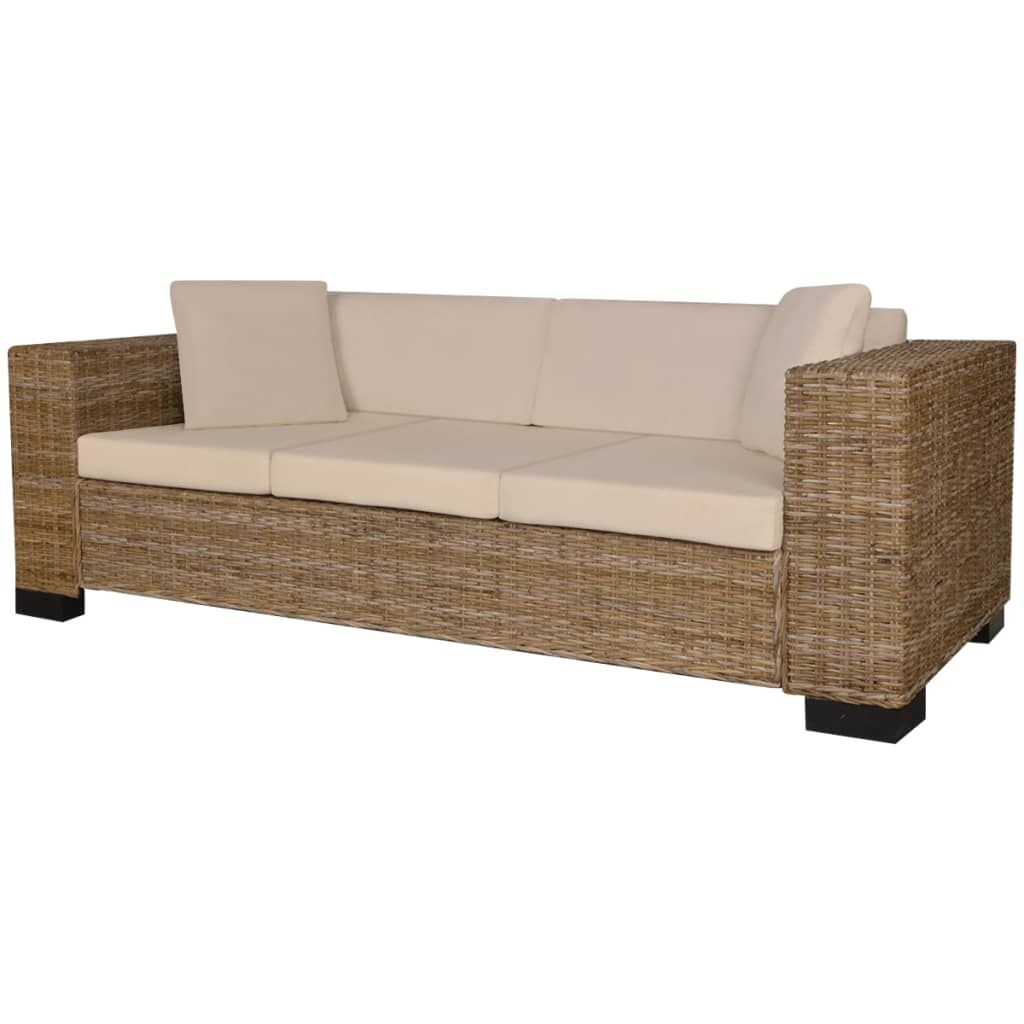 3-Sitzer-Sofagarnitur Rattan 8-teilig