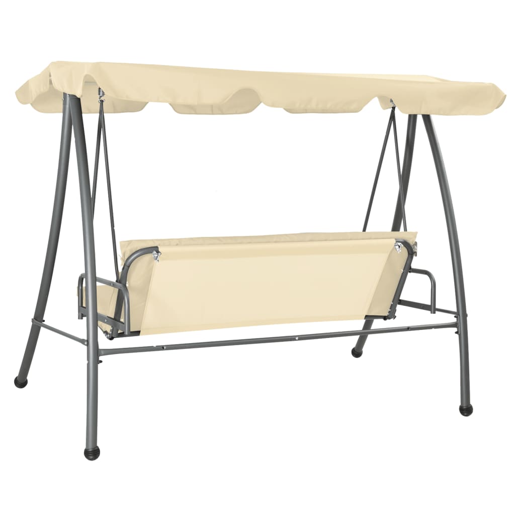 Outdoor-Schaukelbank mit Baldachin, Sandweiß