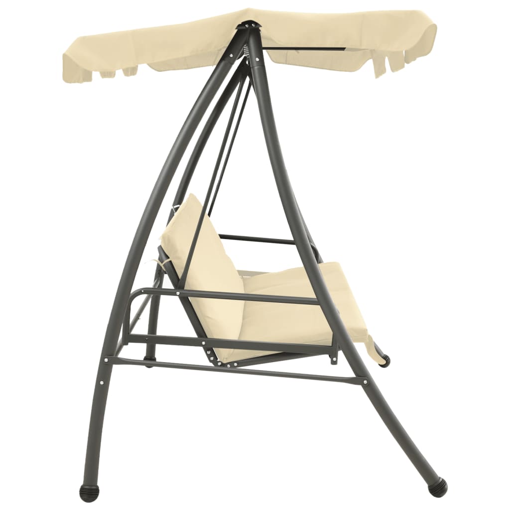 Outdoor-Schaukelbank mit Baldachin, Sandweiß