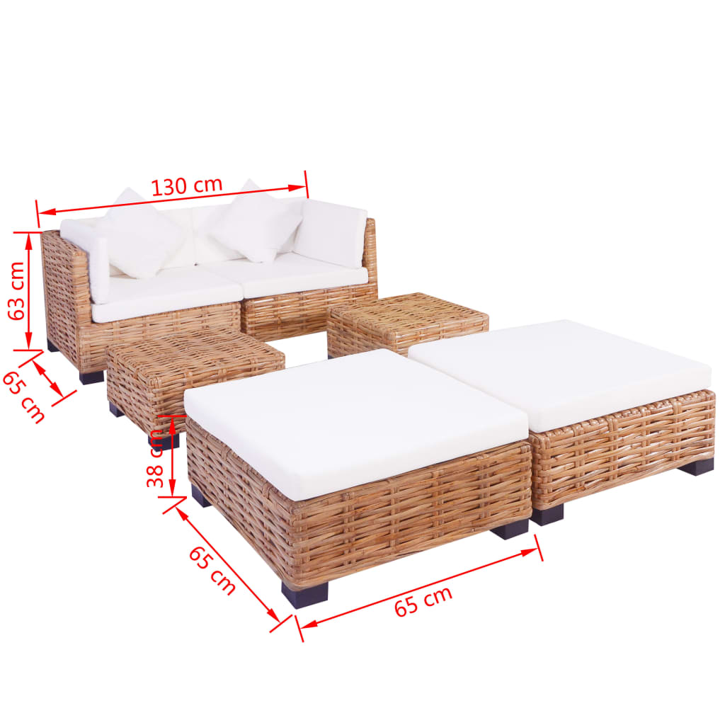 Loungeset Natuurlijk Rattan 16-Delig