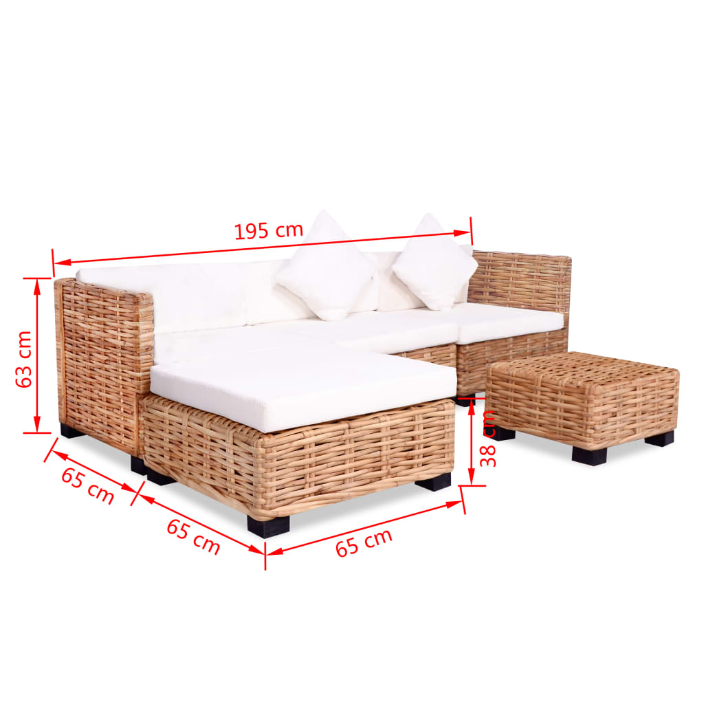 Loungeset Natuurlijk Rattan 14-Delig