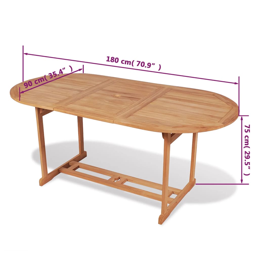 Tuintafel 180X90X75 Cm Massief Teakhout