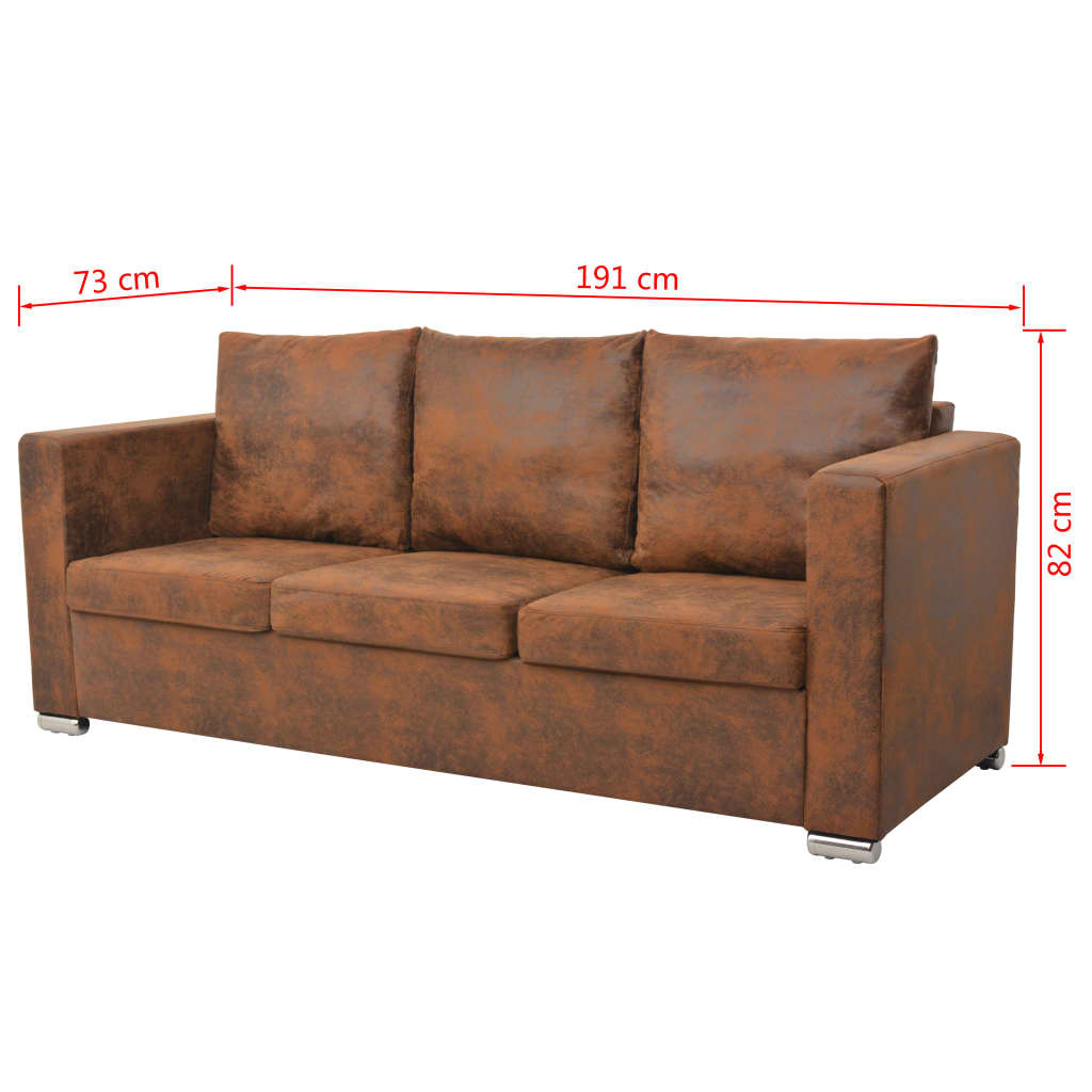 3-Sitzer-Sofa 191 x 73 x 82 cm, künstliches Wildleder