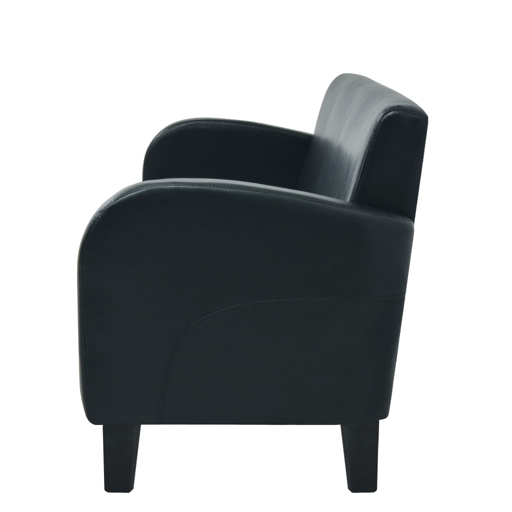 Driezitsbank Kunstleer Zwart