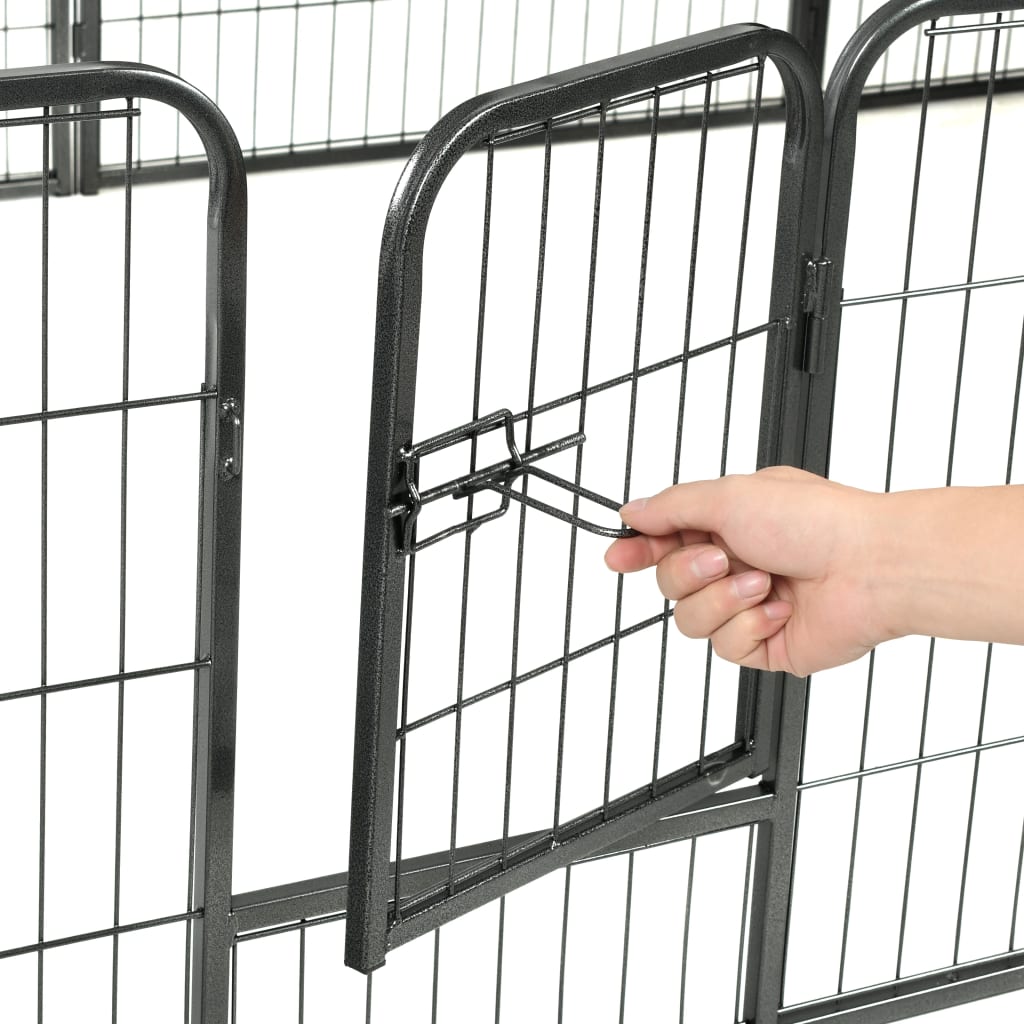 Hondenren Met 12 Panelen 80X60 Cm Staal Zwart