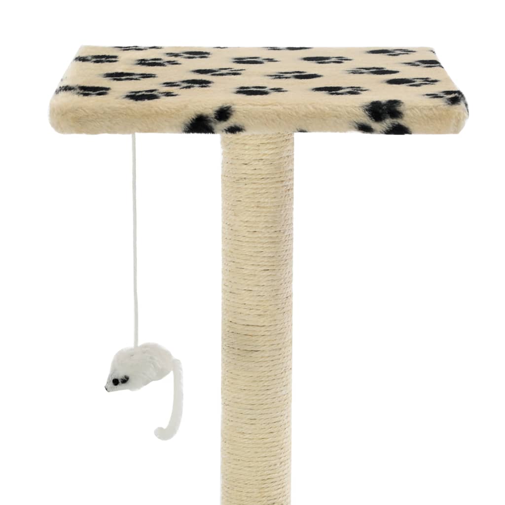 Kratzbaum für Katzen mit Sisal-Kratzbäumen, 95 cm, Pfotenabdrücke, Beige