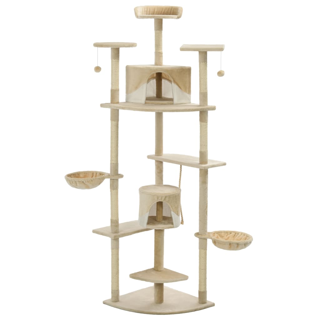 Kattenkrabpaal Met Sisal Krabpalen 203 Cm Beige En Wit