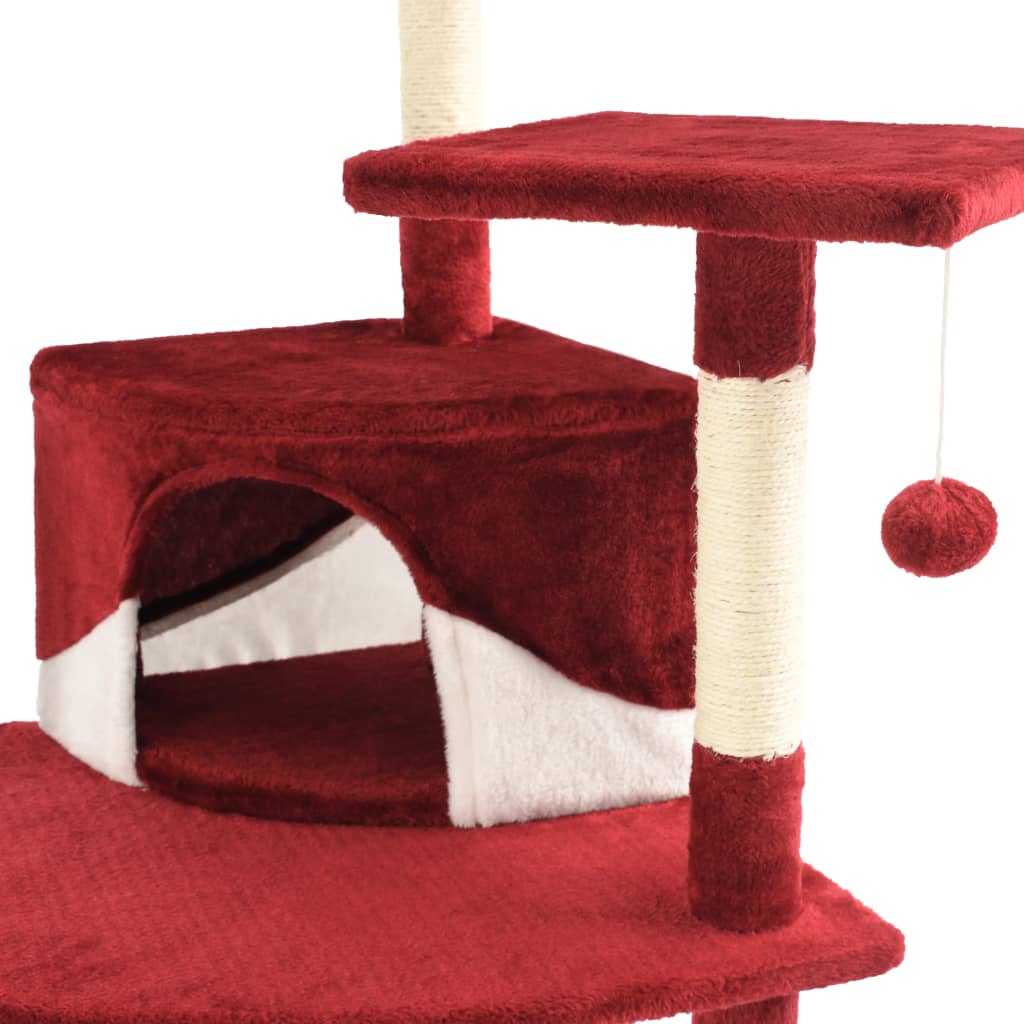 Kattenkrabpaal Met Sisal Krabpalen 203 Cm Rood En Wit