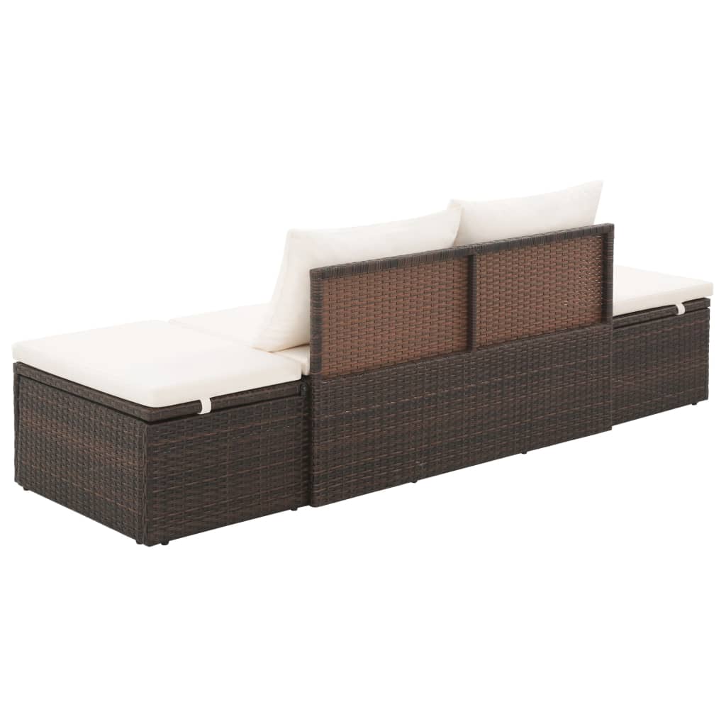 Tuinbed 195X60 Cm Poly Rattan Bruin