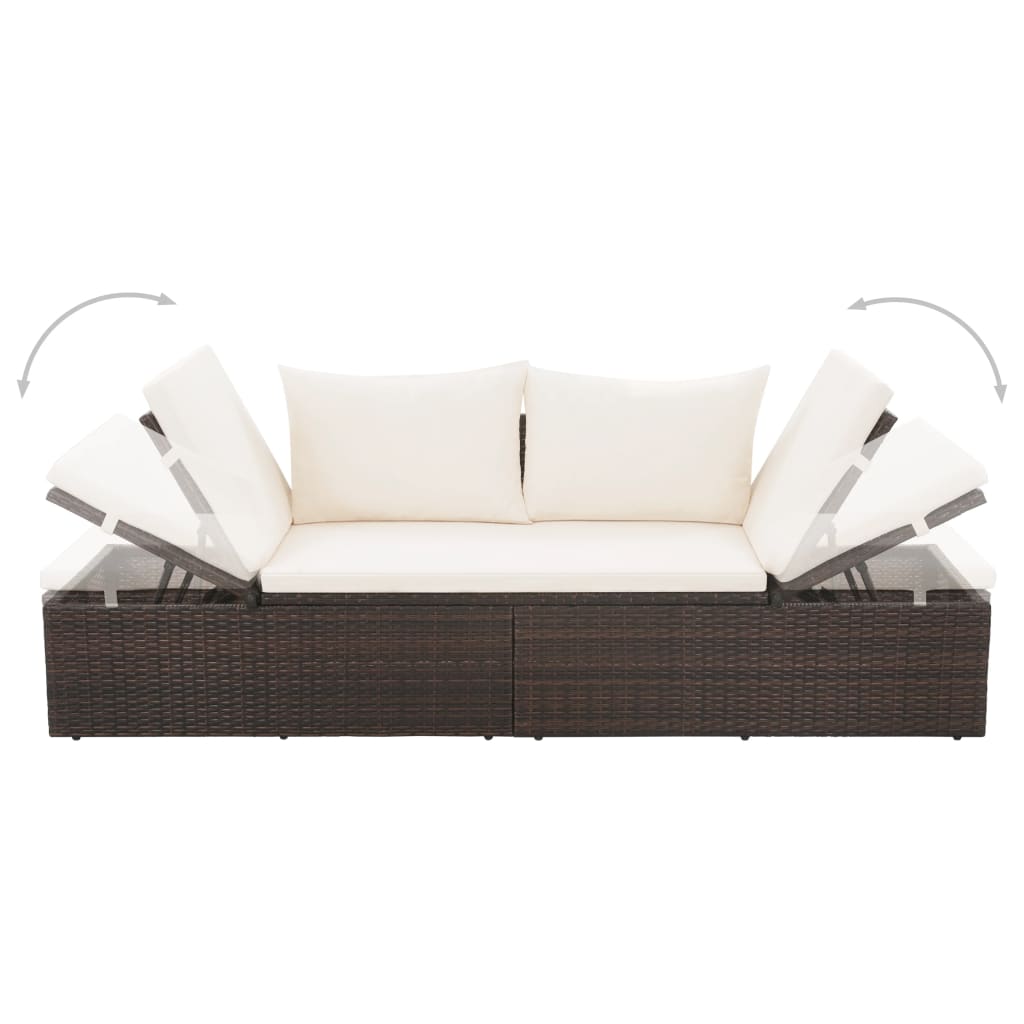 Tuinbed 195X60 Cm Poly Rattan Bruin