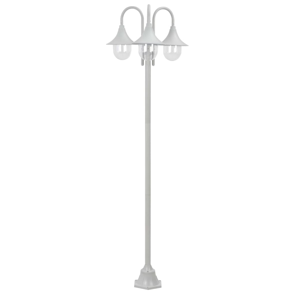 Paalverlichting Tuin E27 220 Cm Aluminium Wit 3-Delig