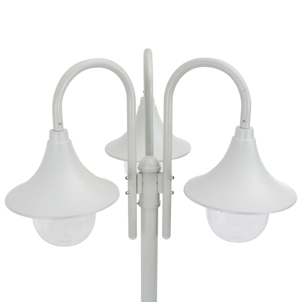 Paalverlichting Tuin E27 220 Cm Aluminium Wit 3-Delig