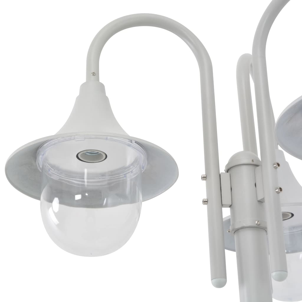 Paalverlichting Tuin E27 220 Cm Aluminium Wit 3-Delig