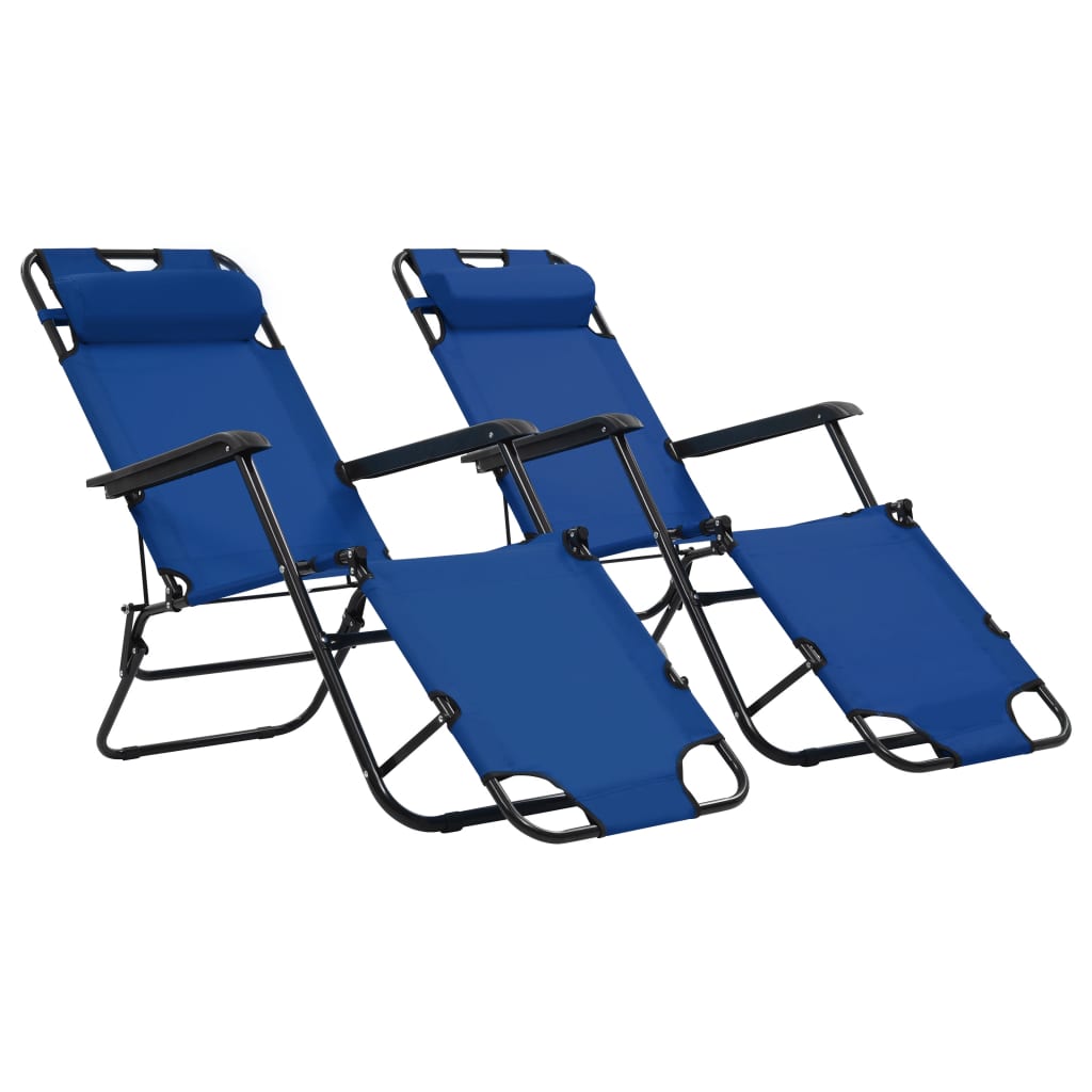Sonnenliegen klappbar 2 St. mit Fußstütze Stahlblau