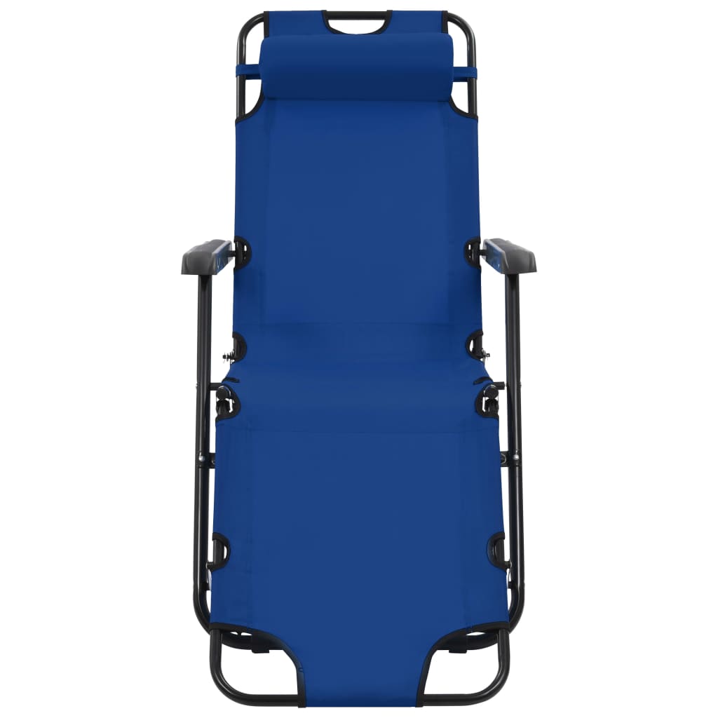 Sonnenliegen klappbar 2 St. mit Fußstütze Stahlblau