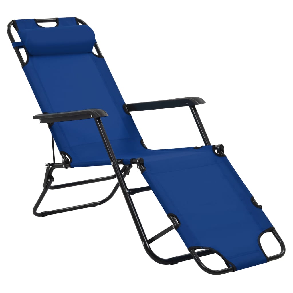 Sonnenliegen klappbar 2 St. mit Fußstütze Stahlblau
