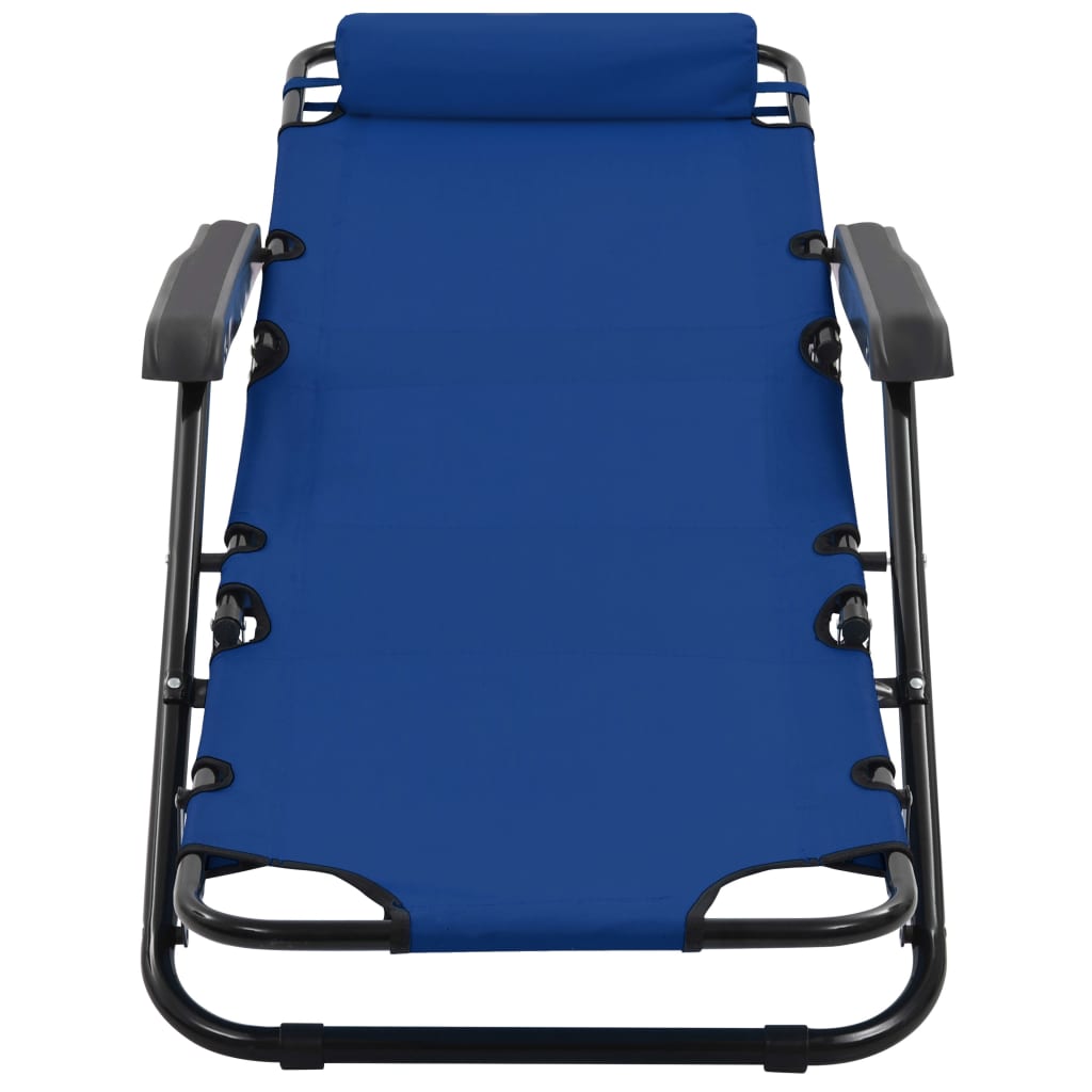 Sonnenliegen klappbar 2 St. mit Fußstütze Stahlblau